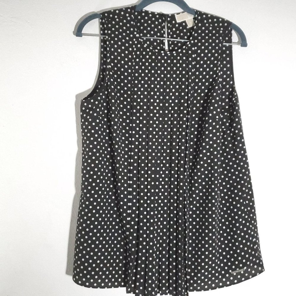Michael Kors Pleaded Polka Dot Top M - Picture 3 of 8